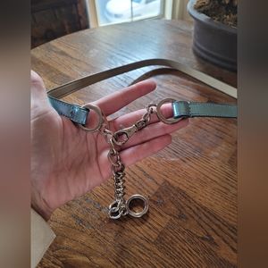 Via Spiga Metallic Blue Leather Belt Size Large